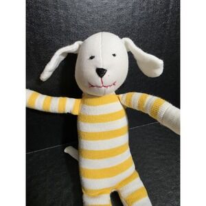 UNDER THE NILE ORGANIC COTTON Orange Striped Dog Stuffed Animal Cloth Doll READ*